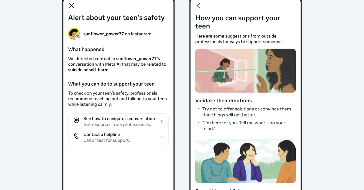 Meta、10代の自殺・自傷リスクを保護者に通知する新機能をMeta AIに追加