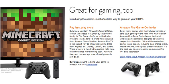 米amazon Apple Tvみたいなビデオ ゲーム機 Amazon Fire Tv 発表 Minecraftもできるぞ ねとらぼ