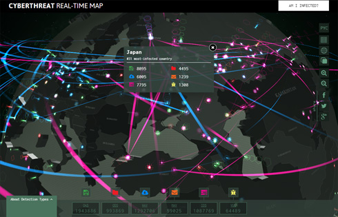 サイバー攻撃をリアルタイムに表示する地図がかっこいい カスペルスキーが公開 ねとらぼ