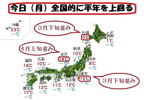 全国で気温上昇 東京は3月下旬並み ねとらぼ