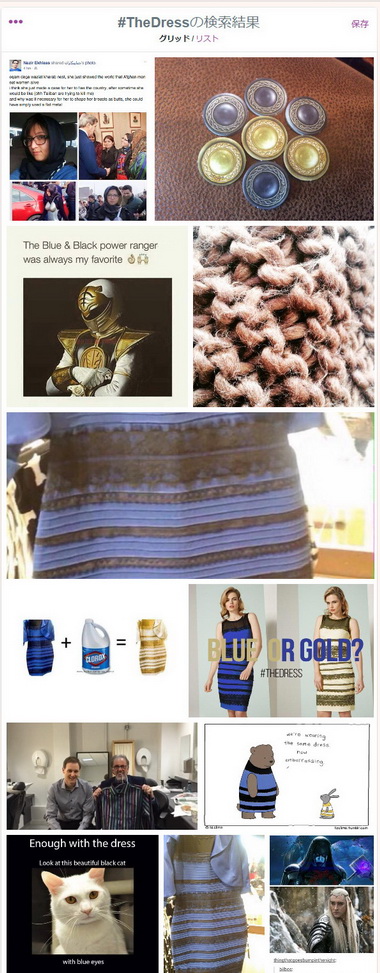 青黒と白金に見える例のドレス