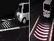 車の動きを伝える図形を道路に“光”で描く！　三菱電機が自動車向け「路面ライティング」コンセプトを提案