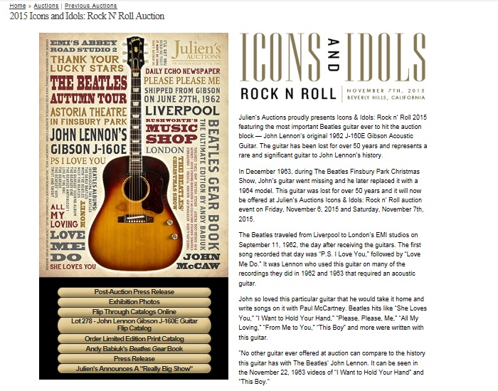 ジョン・レノンのギターがオークションにて約3億円で落札 50年以上行方 