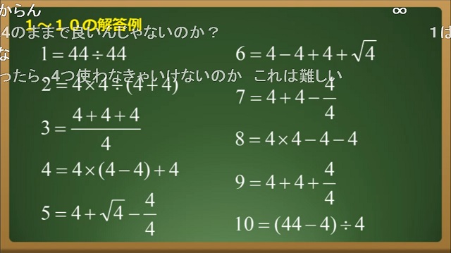 4つの4」で1～100までの数字を作ろう！ 数学パズルを解説する動画が親切に解き方をおしえてくれる（要約） - ねとらぼ