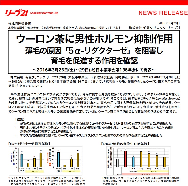 リーブ21がウーロン茶に 育毛を促進する作用 を確認 マジかよウーロン茶買い占めた ねとらぼ