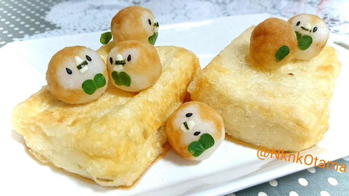 揚げ出しモクロー豆腐がとびだしてきた アイデアポケレシピがかわいくて食べられない ねとらぼ