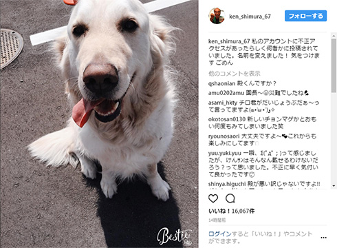 志村けん Instagramの乗っ取り被害に 気をつけます ごめん 旧ユーザーネームには たらこベイビー ねとらぼ