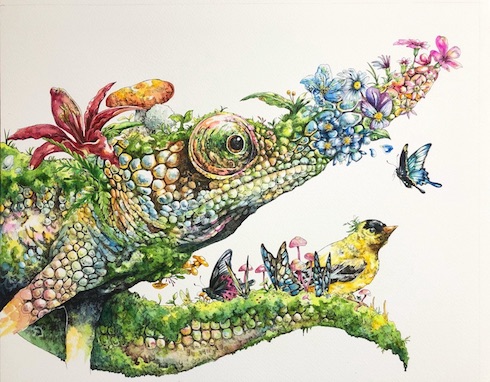魔法の世界の生き物のよう 動物と植物が調和したファンタジーな水彩画が美しい ねとらぼ