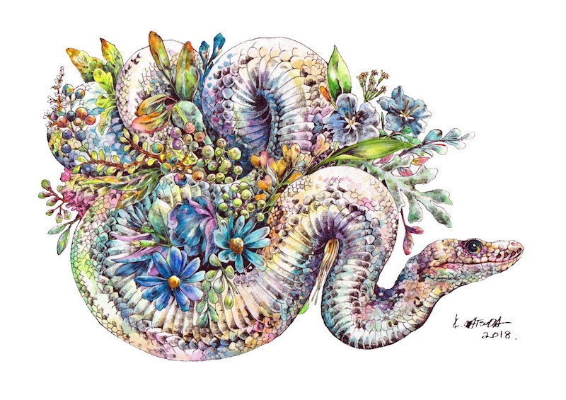 魔法の世界の生き物のよう 動物と植物が調和したファンタジーな水彩画が美しい L Kinjo Waterpaintkeso01 Jpg ねとらぼ