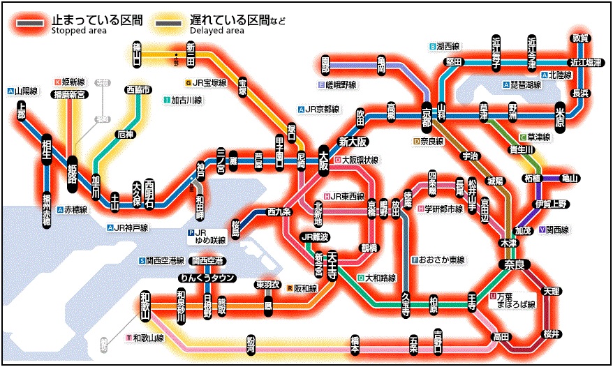 地震による運転見合わせ続く 関西 鉄道各社の運行状況 ねとらぼ