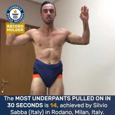 30秒間 パンツを穿く ギネス世界記録 更新 Silvio Sabba