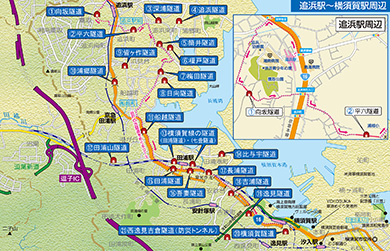 横須賀　トンネル　トンネルカード　平沼義之　トンネルマップ　追浜　地図