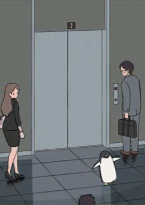 エレベーター 動物 GIF 動画 面白み ペンギン 猫