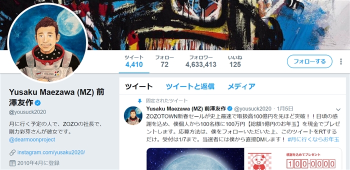 Zozotown前澤社長 ツイートが世界記録達成 1800万rtされたらナゲット1年無料 のrt数を破る ねとらぼ