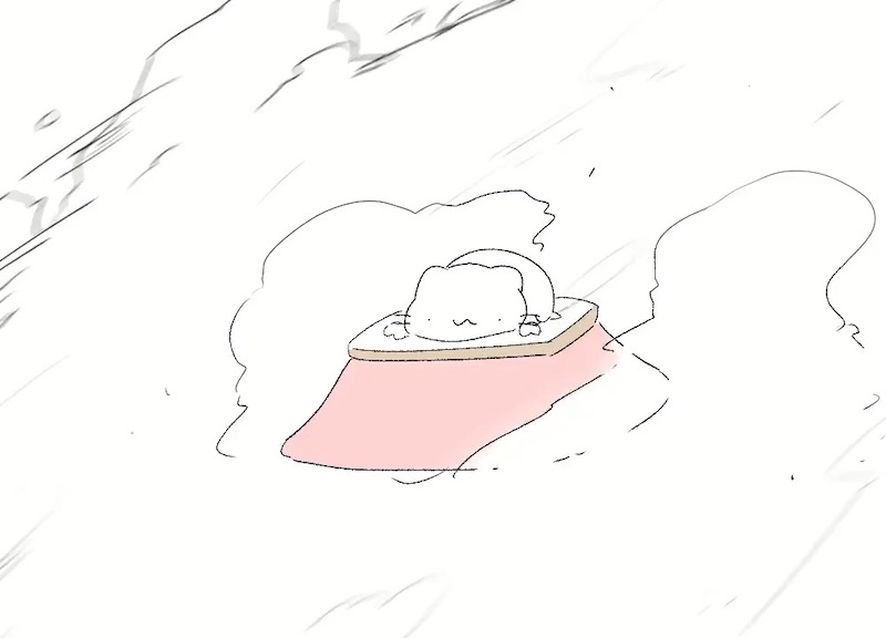 どうしてこうニャった コタツで雪上を爆走する猫アニメの躍動感がすごい ねとらぼ