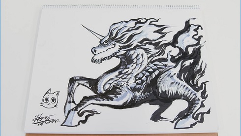 真島ヒロ先生の神業 Kirinの幸せのシンボル 聖獣麒麟 を15分で描いたイラストが見事すぎる ねとらぼ