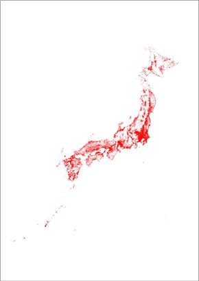 日本地図を人の住んでいる地域だけ着色 都市部への人口集中が如実に ねとらぼ