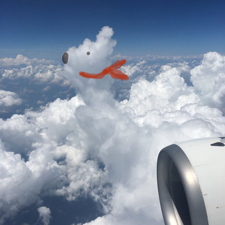 雲の写真にモフモフの動物をラクガキ 空の旅の暇つぶしに思いついたアイデアが秀逸 ねとらぼ