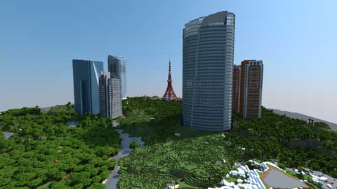 Minecraft マイクラ 東京 夜景 約2年半 ブロック モザイク画 Kein