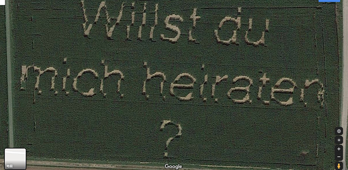 トウモロコシ畑でプロポーズ 個人の求婚メッセージがgoogleマップを通して世界中に知られることに ねとらぼ