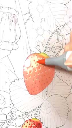 紙の上にイチゴが実っていく イラストの色塗り過程を撮影した動画に 魔法みたい と驚きの声 ねとらぼ
