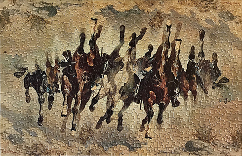 「鉄の馬」やダ・ヴィンチとゴッホの融合　別々のジグソーパズルで作られたシュールアート作品