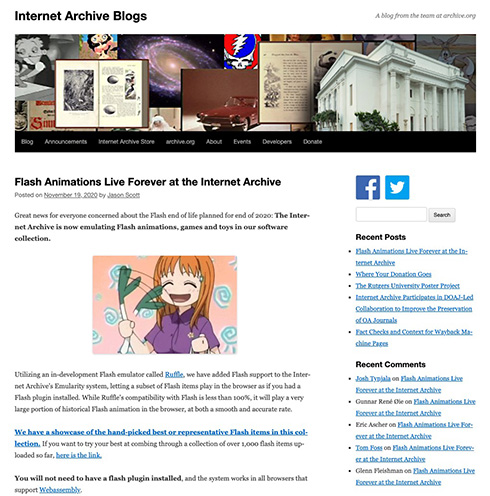 インターネットアーカイブ Flashコンテンツの保存を発表 プラグインなしでこれからもflashコンテンツを閲覧できる ねとらぼ