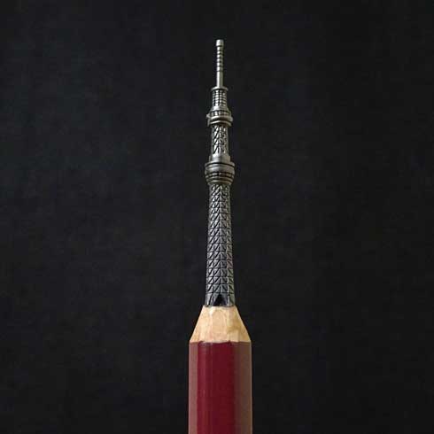 鉛筆の芯 彫刻 東京スカイツリー 制作 アート