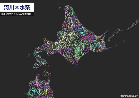 川だけ 日本列島 描いてみた 河川 水系 データ 分析