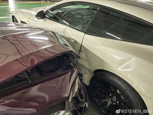 原因は夫婦喧嘩 中国の地下駐車場でbmwを運転するブチギレ妻が夫のフェラーリに突っ込む 隣に停まっていただけのポルシェやベンツを巻き添えに ねとらぼ