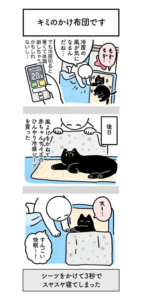 黒猫 ろん 寝る場所 分けあう 絵日記 漫画