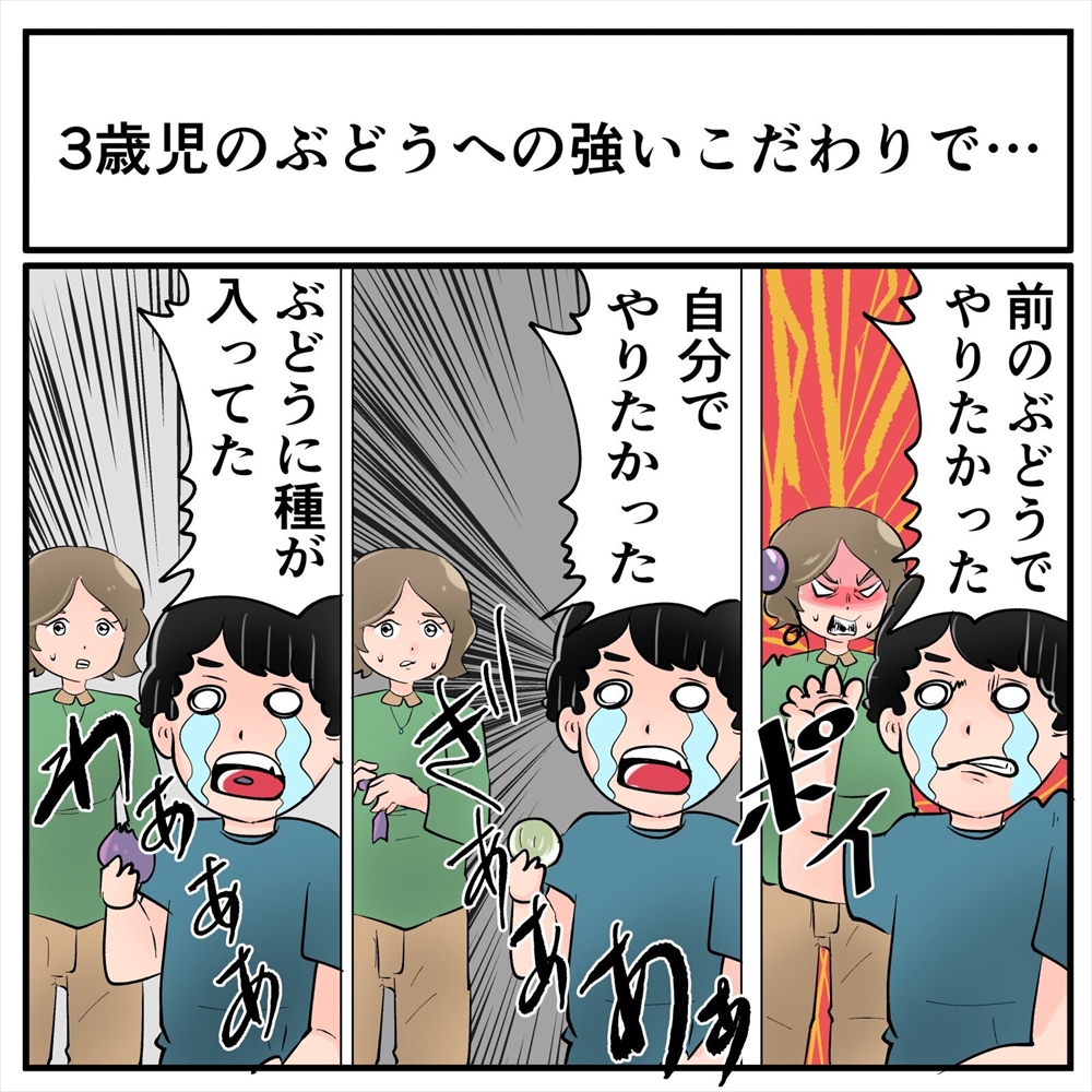 育児あるある 3歳児 ぶどうへのこだわりが強すぎて号泣 ではもう食べなくてよろしい と叱ると世界終末の様相に 1 2 ページ ねとらぼ