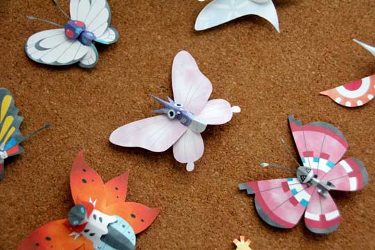 紙 作品 昆虫 蝶と蛾 ポケモン 切り紙 標本 ペーパークラフト
