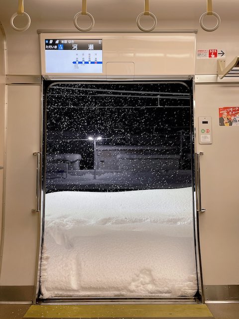 雪 立ち往生 駅 ホーム 列車