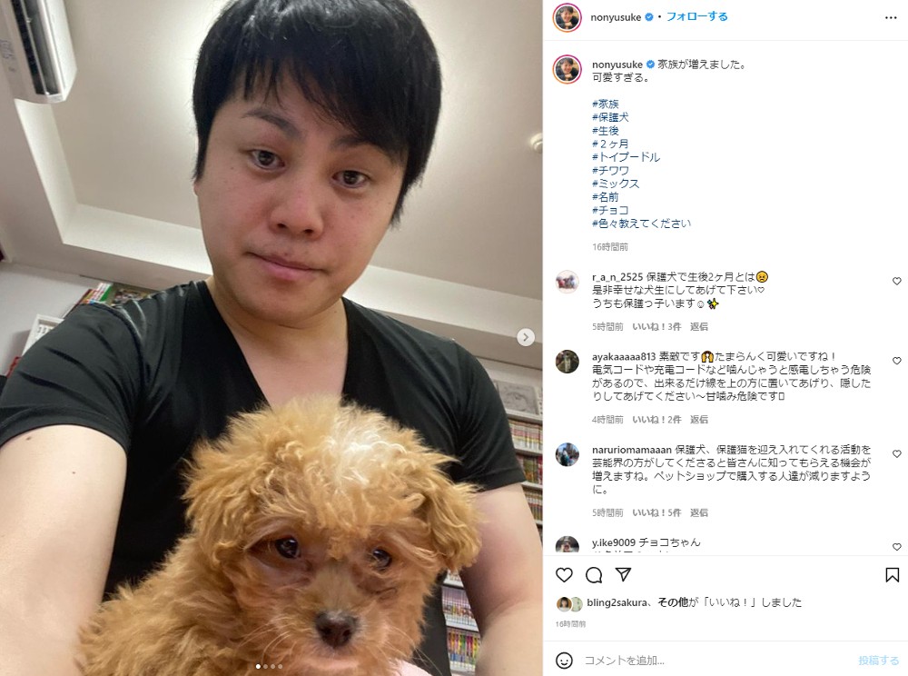 ノンスタ井上 生後2カ月の保護犬チョコちゃんを家族に 命を守る 責任に葛藤も迎え入れることを決意 ねとらぼ