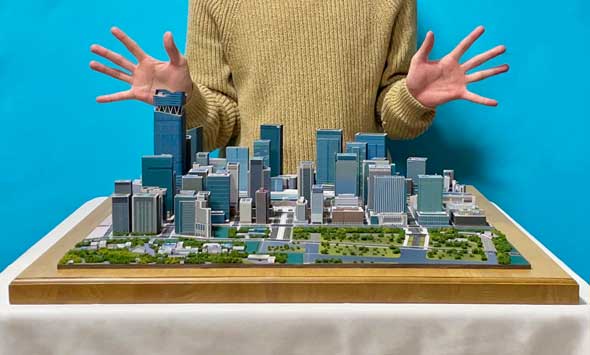会社員 紙 2030 東京 丸の内 都市 模型 ペーパークラフト