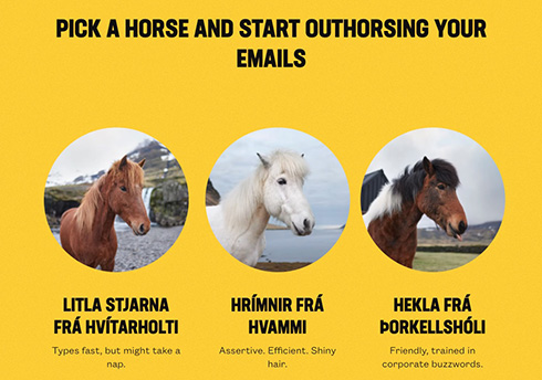 休暇中のメールを馬が代筆するサービスをアイスランド観光サイトが提供　「wFwhxsqjn」などタイピングする姿がかわいい