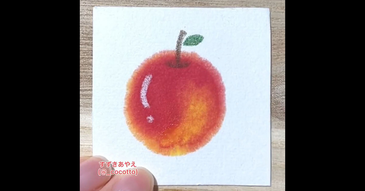 和紙のにじみ を利用したりんごの水彩画が神業すぎる 一塗りで完成する様子に 魔法みたい の声 1 2 ページ ねとらぼ