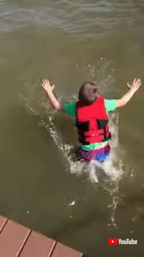 Kid Tries to Hype Himself Up to Jump off Dock || ViralHog
