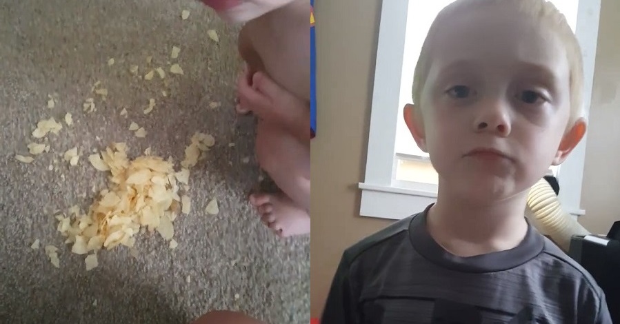 床に散乱するポテチ 母が息子に 誰がやったの と聞くと まさかのミステリーな回答に母たじたじ 海外 1 2 ページ ねとらぼ