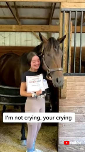 Girl Gets Surprised at the Horse Stable || ViralHog