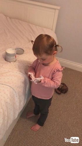 uToddler Applies Cream All Over Herself While Mom's Away - 1374532v