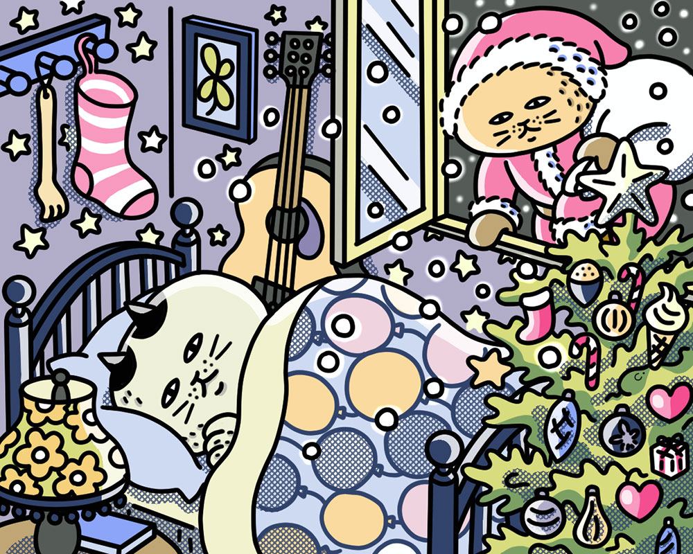 隠し絵クイズ このイラストの中に ネズミ が隠れています クリスマスの猫たちに見つかる前に助けてあげよう 1 2 ページ ねとらぼ