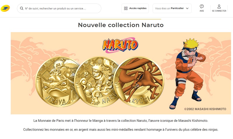 NARUTO』仏語版20周年の記念硬貨が発売、10万円超のアイテムも パリ