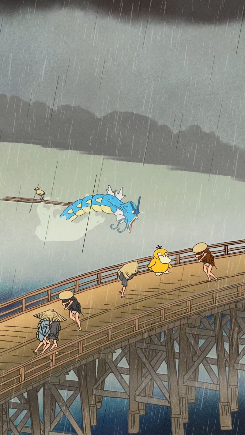 ポケモン 浮世絵木版画 対決かびごん 公式コラボ】「ポケモンの浮世絵