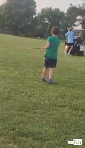「Little Boy Ends Up Mistakenly Hitting Uncle While Practicing Golf - 1424804」