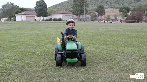 uKid Collects Dandelions in His Toy Truck From Park - 1432946v