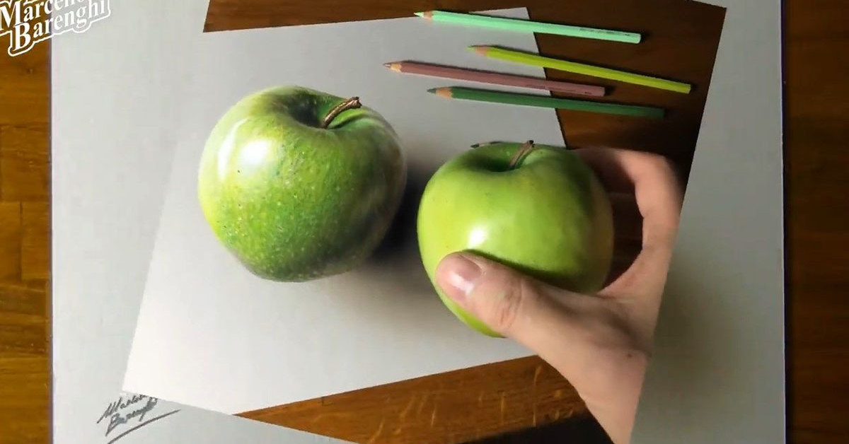 普通のリンゴの絵→“本物よりもおいしそう”なリアル画に！ 驚きの変化 