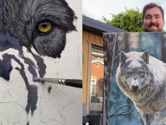 画家がオオカミの絵を97時間かけて描いた結果…… 圧倒的画力に「信じ 