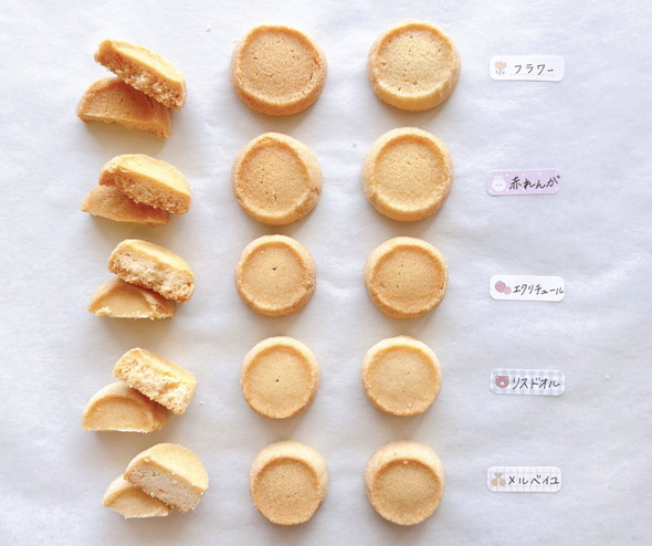 小麦粉を変えたクッキーの焼き比べ検証結果